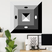 Moderne Abstrakte Kunst in Schwarz, Grau und Weiß Poster (Heimbüro)