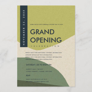 MODERNE ABSTRAKTE KUNST LIMEGRÜNE ERÖFFNUNGSVERANS EINLADUNG