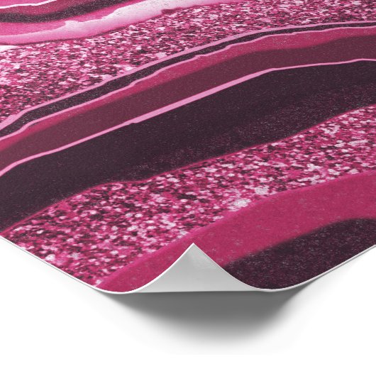 Moderne Abstrakte Kunst Pink Agate Geode Gemstone Poster (Ecke)