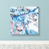 Moderne Abstrakte Kunst Pink Blue White Trendy Leinwanddruck (Insitu (Holzboden))