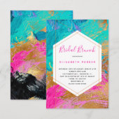 Moderne abstrakte Kunst Rosa aquamarines Gold Brau Einladung (Vorne/Hinten)