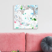 Moderne Abstrakte Kunst Rosa Blau Grün Weiß Leinwanddruck (Insitu (Wohnzimmer))