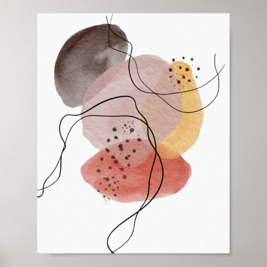 Moderne Abstrakte Kunst Rosa Gelbe Farbe Poster (Vorne)