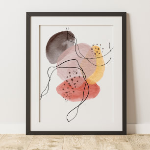 Moderne Abstrakte Kunst Rosa Gelbe Farbe Poster