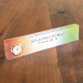 Moderne Abstrakte Kunst Rot Gelb Grün Namensplakette (Seite)