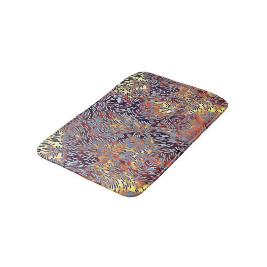 Moderne Abstrakte Kunst Rotes Gelbes Schwarz Badematte (Schrägansicht)