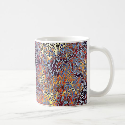 Moderne Abstrakte Kunst Rotes Gelbes Schwarz Kaffeetasse (Rechts)