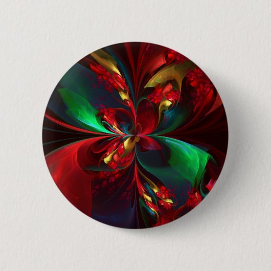 Moderne Abstrakte Kunst Rotes Grün Muster #11 Button (Vorderseite)