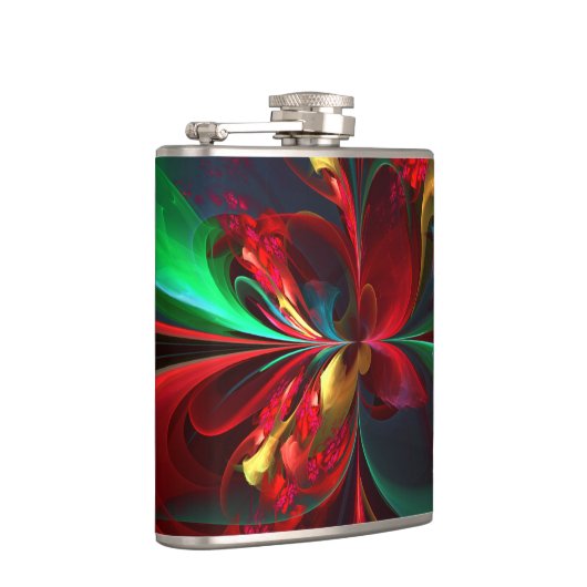 Moderne Abstrakte Kunst Rotes Grün Muster #11 Flachmann (Rechts)