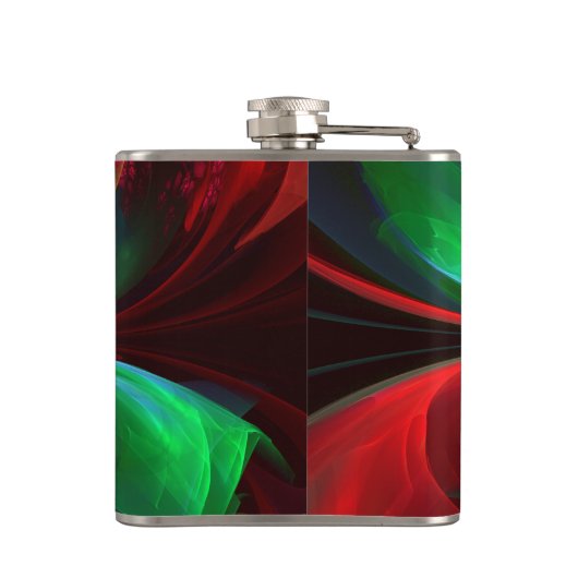 Moderne Abstrakte Kunst Rotes Grün Muster #11 Flachmann (Rückseite)