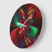 Moderne Abstrakte Kunst Rotes Grün Muster #11 Große Wanduhr (Winkel)