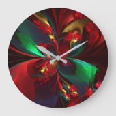 Moderne Abstrakte Kunst Rotes Grün Muster #11 Große Wanduhr (Vorderseite)