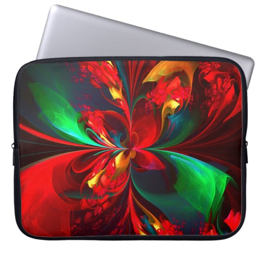 Moderne Abstrakte Kunst Rotes Grün Muster #11 Laptopschutzhülle (Vorderseite)