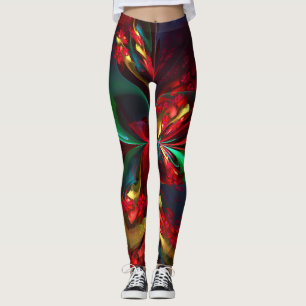 Moderne Abstrakte Kunst Rotes Grün Muster #11 Leggings