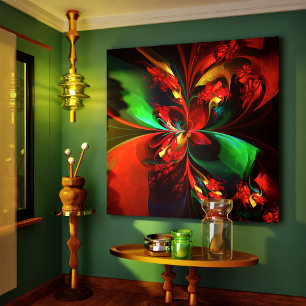 Moderne Abstrakte Kunst Rotes Grün Muster #11 Leinwanddruck