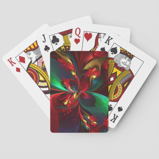 Moderne Abstrakte Kunst Rotes Grün Muster #11 Spielkarten (Rückseite)