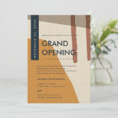 MODERNE ABSTRAKTE KUNST RUST ORANGE GRAND ÖFFNUNG EINLADUNG (Stehend Vorderseite)