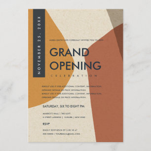 MODERNE ABSTRAKTE KUNST RUST ORANGE GRAND ÖFFNUNG EINLADUNG