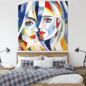 Moderne abstrakte Kunst - Twins Leinwanddruck (Insitu (Schlafzimmer))