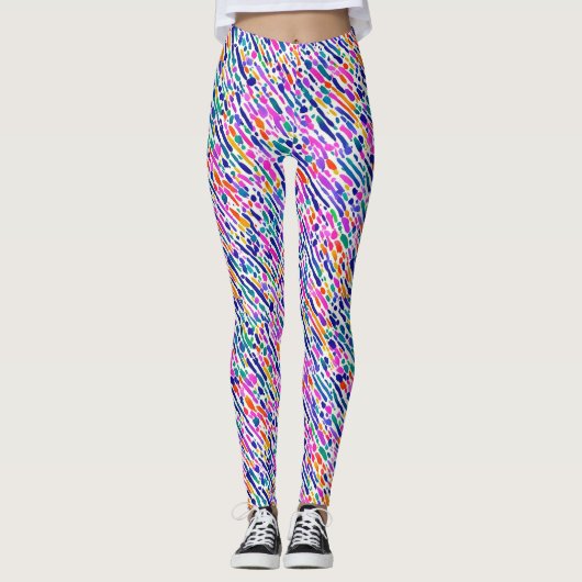 Moderne Abstrakte Kunstfarbe Pinselstrich Wasserfa Leggings (Vorderseite)