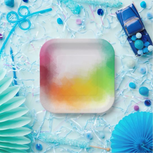 Moderne Abstrakte Kunstfarben Blankenvorlage Trend Pappteller (Party)