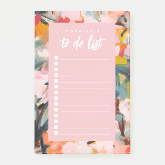 Moderne Abstrakte Kunstflorale für Personalisierte Post-it Klebezettel (Vorderseite)