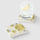 Moderne Abstrakte Kunstformen Steinuntersetzer (Seitenansicht)