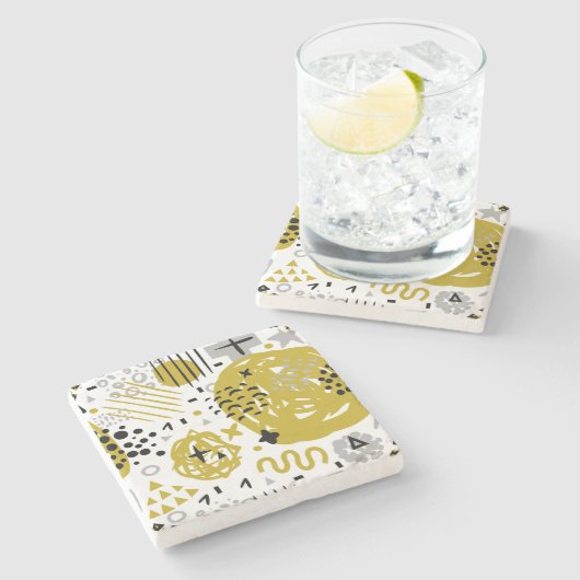 Moderne Abstrakte Kunstformen Steinuntersetzer (Seitenansicht)