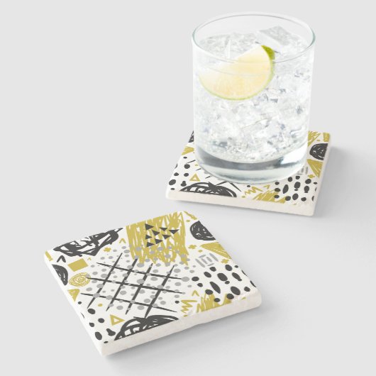 Moderne Abstrakte Kunstformen Steinuntersetzer (Seitenansicht)