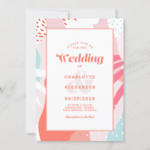 Moderne Abstrakte Kunstkoralle Aquamarine Hochzeit