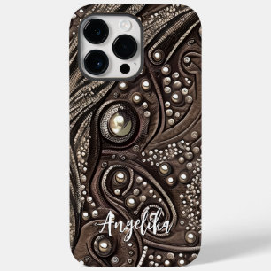 Moderne abstrakte Kunstleder-Optik mit individuell Case-Mate iPhone 14 Pro Max Hülle