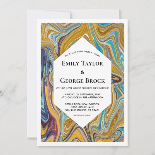 Moderne Abstrakte Kunstmalerei Hochzeit Einladung (Vorderseite)
