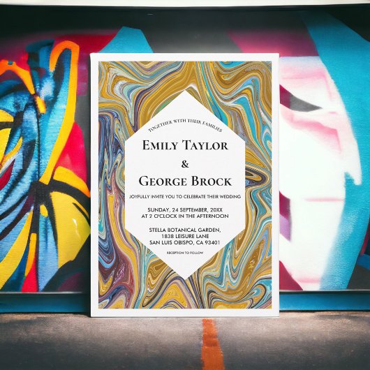 Moderne Abstrakte Kunstmalerei Hochzeit Einladung