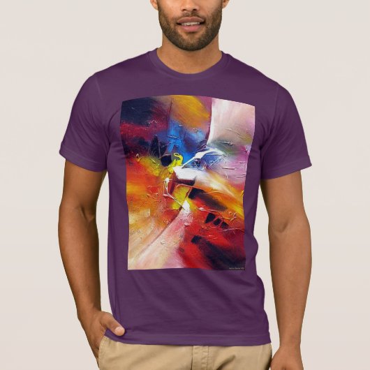 Moderne Abstrakte Kunstmalerei Template Eggplant T-Shirt (Vorderseite)