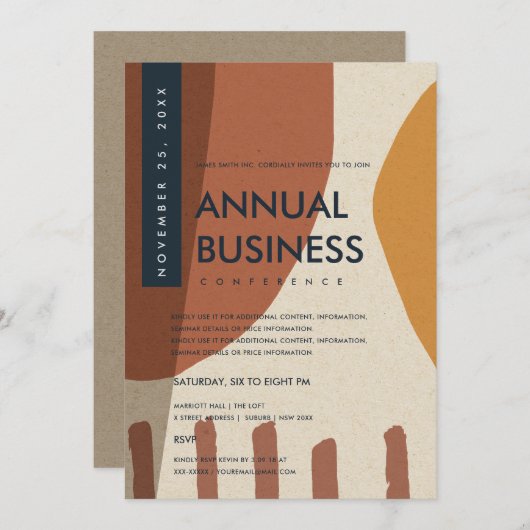 MODERNE ABSTRAKTE KUNSTSTRECKENKONFERENZ EINLADUNG (Vorne/Hinten)