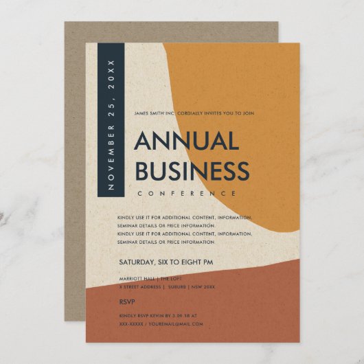 MODERNE ABSTRAKTE KUNSTSTRECKENKONFERENZ EINLADUNG (Vorne/Hinten)