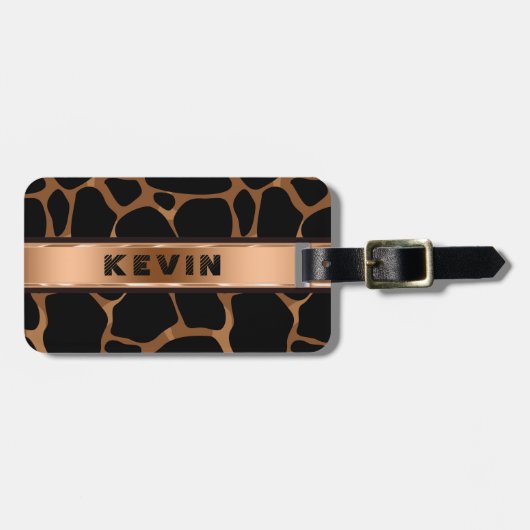 Moderne Abstrakte Kupfer Leopard-Tierwerbung Gepäckanhänger (Vorderseite horizontal)