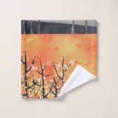 Moderne Abstrakte Landschaft Burnt Orange Badhandtuch Set (Waschlappen)