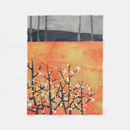 Moderne Abstrakte Landschaft Burnt Orange Fleecedecke (Vorderseite)