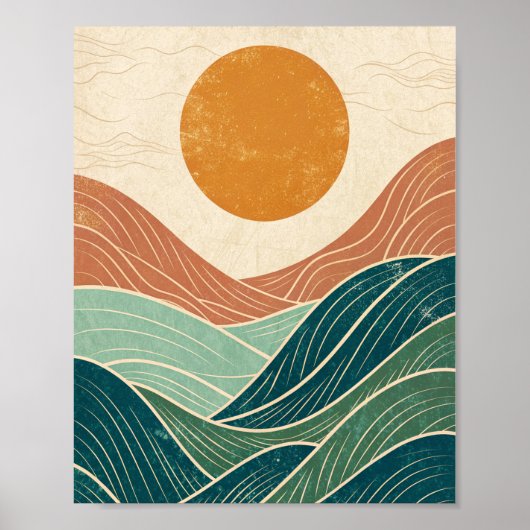 Moderne Abstrakte Landschaft des Mittelalters Poster (Vorne)