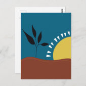 Moderne abstrakte Landschaft Sonne minimalistisch Postkarte (Vorne/Hinten)