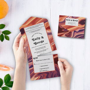 Moderne abstrakte Lava-Ölgemälde Minimale Hochzeit All In One Einladung