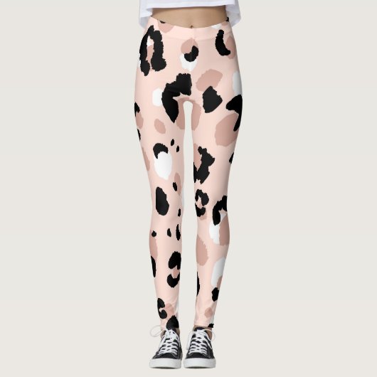 Moderne Abstrakte Leopardendrucke Leggings (Vorderseite)
