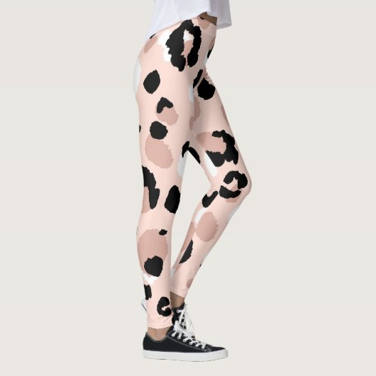 Moderne Abstrakte Leopardendrucke Leggings (Rechts)