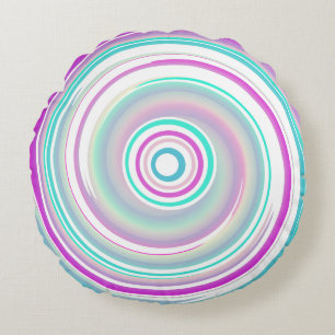 Moderne Abstrakte Lila Aquamarin Spirale Rundes Kissen
