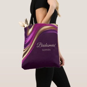 Moderne abstrakte-lila Fuchsia und Gold-Brautjungf Tasche