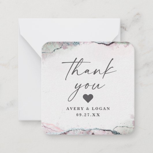 Moderne Abstrakte Lila Hochzeit Vielen Dank Mitteilungskarte (Vorderseite)