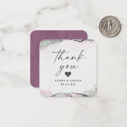 Moderne Abstrakte Lila Hochzeit Vielen Dank Mitteilungskarte (Vorderseite/Rückseite Beispiel)