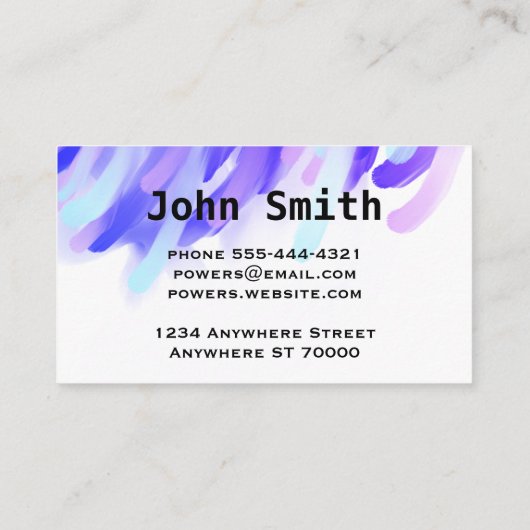 moderne abstrakte lila Lackierung nach Maß Visitenkarte (Rückseite)