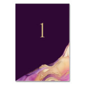 Moderne Abstrakte Lila und goldene Hochzeit Tischnummer (Rückseite)